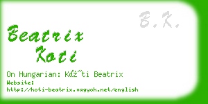 beatrix koti business card